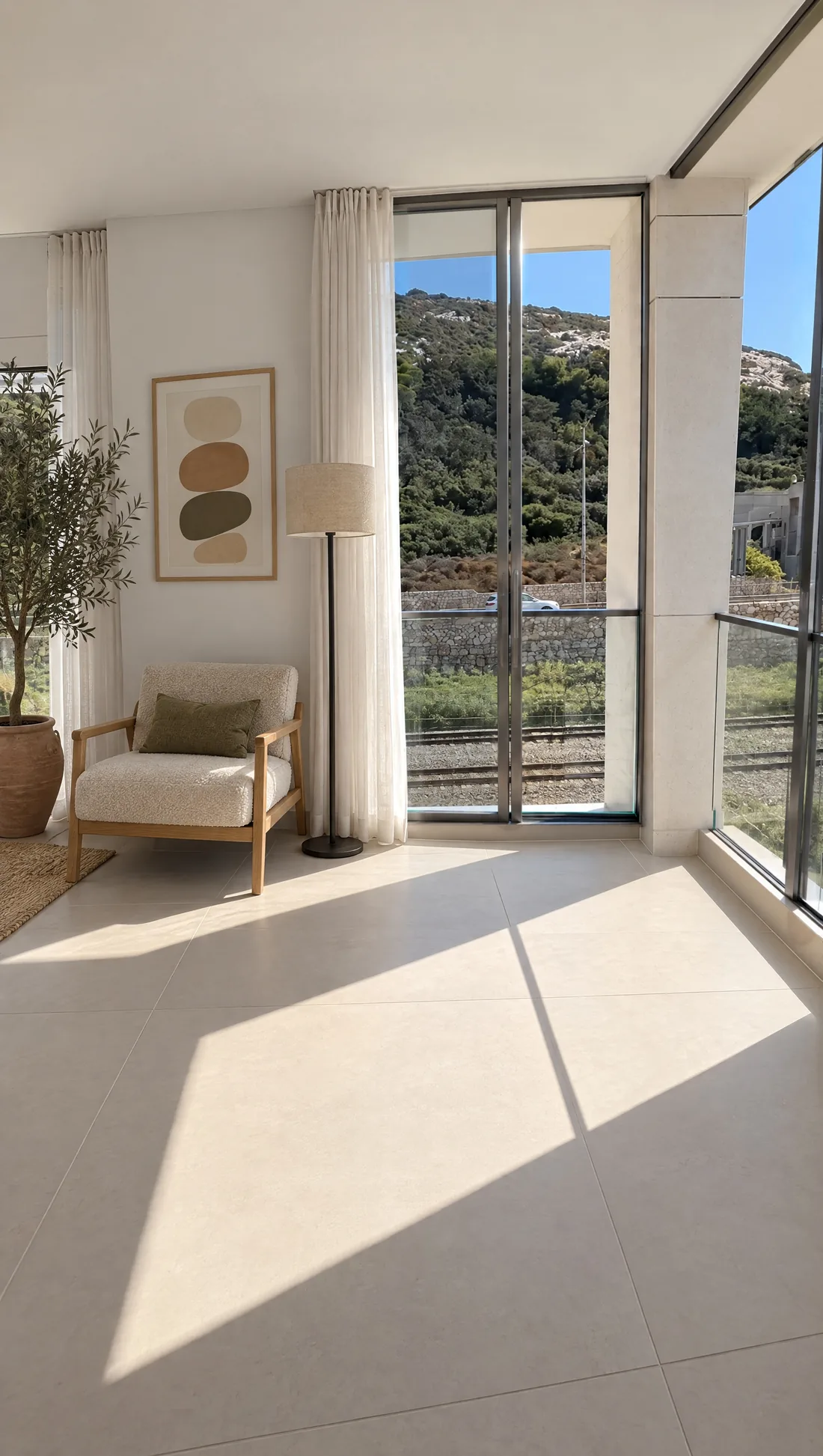 The living room corner finished